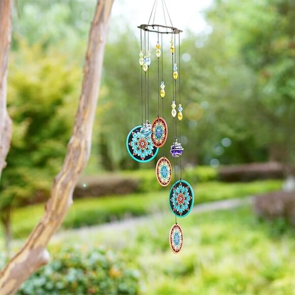 Chakra Crystal Metal Wind Chimes Window Garden Hanging Windchimes Boho Mandala - Picture 6 of 9